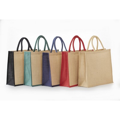 All Natural Jute Grocery Tote w/ Rope Handles - 15"L x 13.5"W x 6"H