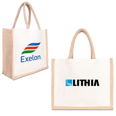 Jute Cotton Tote w/Webbing Handle